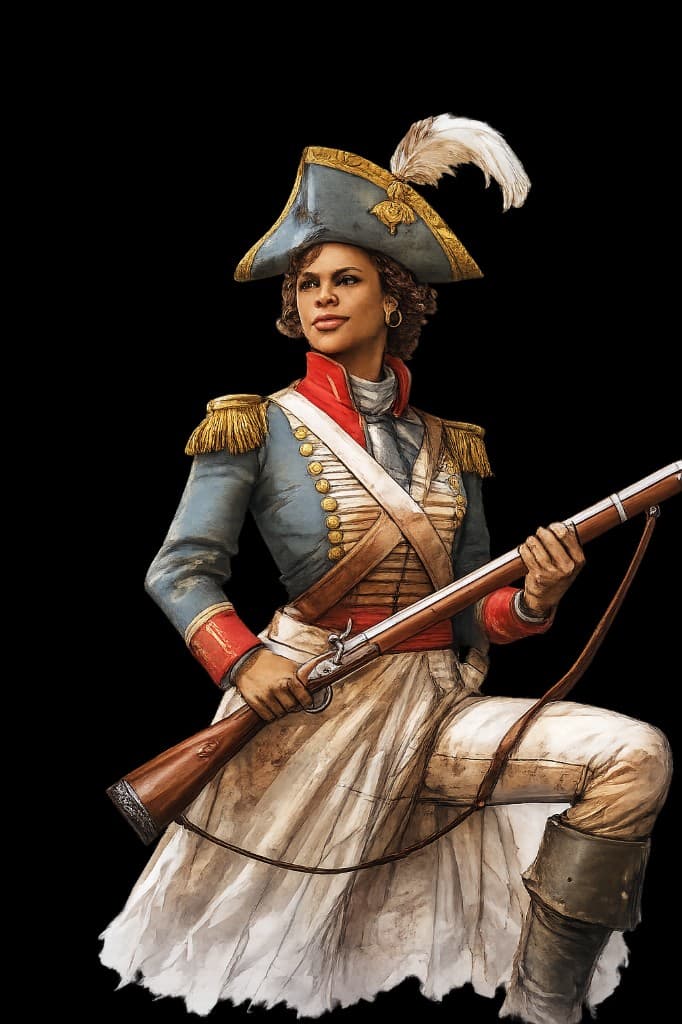 Représentation artistique contemporaine de Marie-Jeanne Lamartinière, combattante de la Crête-à-Pierrot.